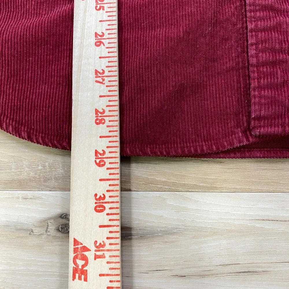 J. Crew Corduroy Work Shirt Mens L Slim Heritage Cotton Chest Pockets Burgundy